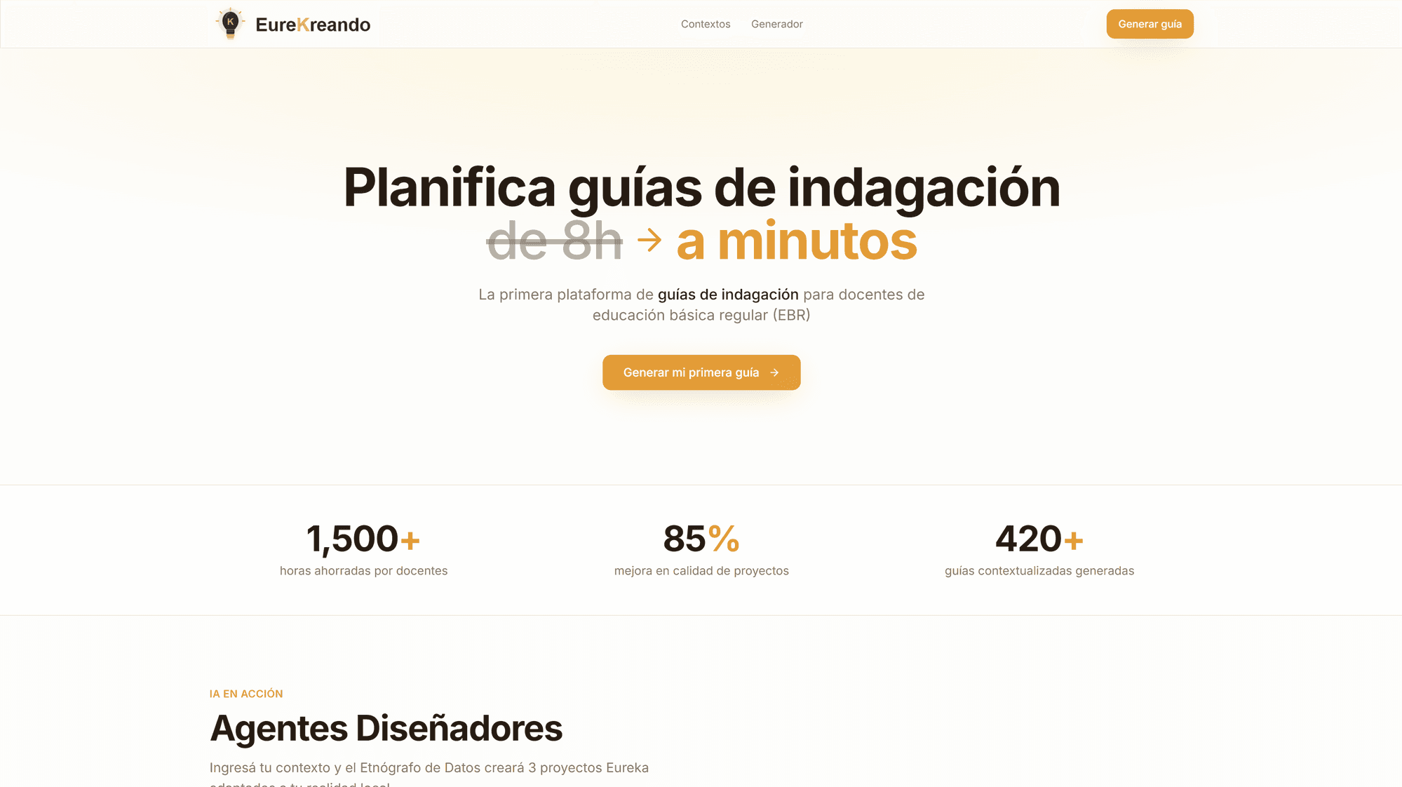 Landing page de EureKreando